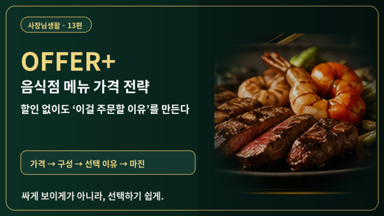 음식점 메뉴 가격 전략에서 할인 없이 선택 이유와 마진을 함께 설계하는 OFFER+ 대표이미지
