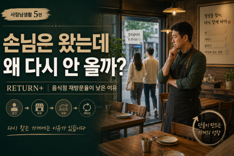 음식점 재방문율을 계산하고 신규 손님을 단골로 바꾸는 RETURN+ 진단을 확인하는 외식업 사장님