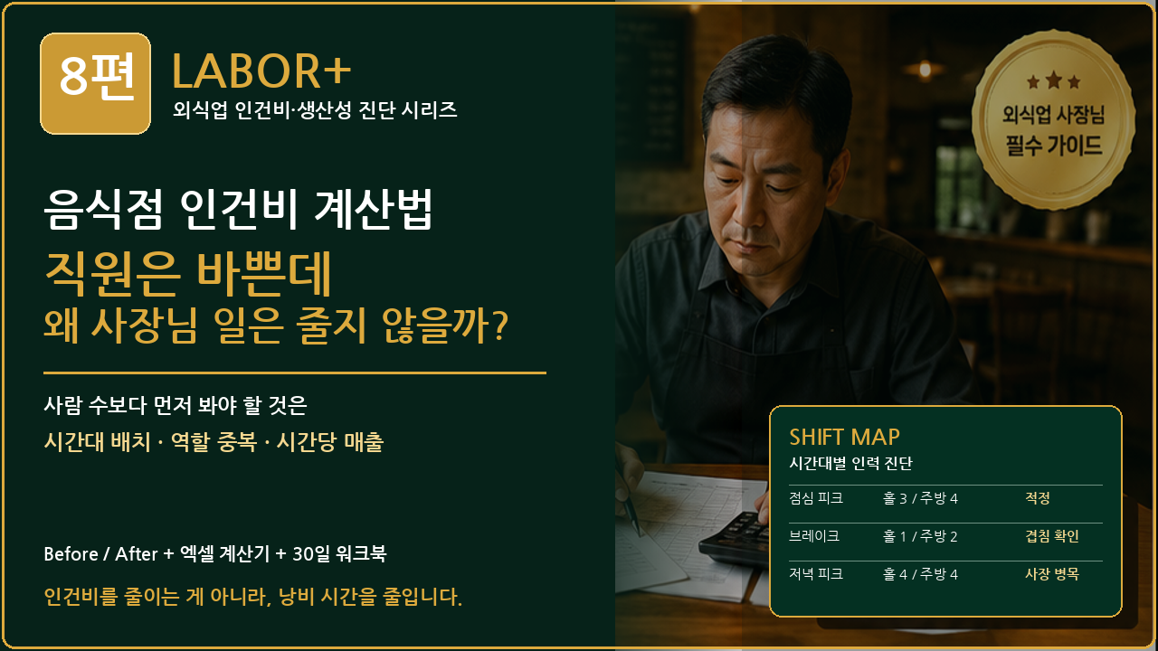 음식점 인건비 계산법으로 시간대별 인력 배치와 사장님 업무를 점검하는 외식업 매장 - 8편 LABOR+