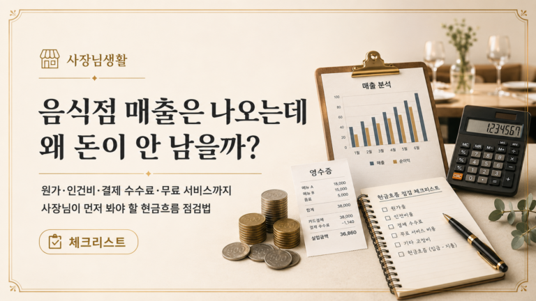 음식점 매출은 나오지만 돈이 남지 않는 이유와 현금흐름 점검법