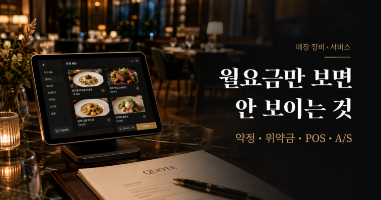 음식점 테이블오더 가격 계약 전 약정 위약금 POS A/S 확인
